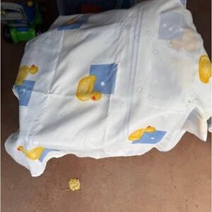 Essentials White and Blue Duvet Cover with Yellow Duck Design